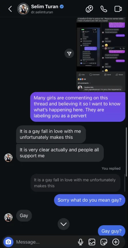Screenshots showing refusal to take accountability